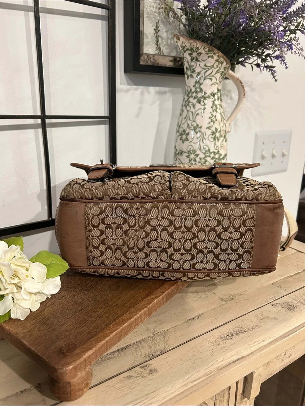 Coach Tan and Brown Signature Canvas Messenger Bag